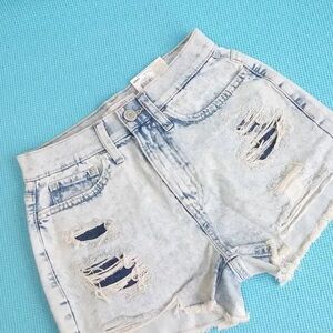 So High Rise Curvy Mom Jean Shorts Ripped Distressed Size 25